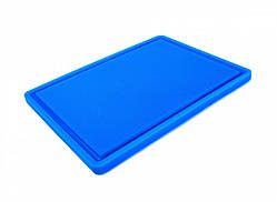 Дошка обробна HDPE з жолобом, 400 × 300 × 18 мм, 4 протиковзні ніжки, синя