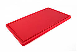 Дошка обробна HDPE з жолобом, 500 × 300 × 18 мм, 6 протиковзних ніжок, червона
