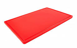 Дошка обробна HDPE з жолобом, 600 × 400 × 18 мм, 6 протиковзних ніжок, червона