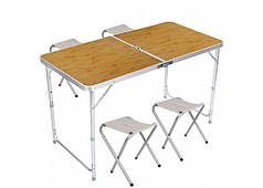 Складаний столик валізу для пікніка, кемпінгу 120 на 60 см з 4-ма стільцями зелений Folding Table
