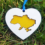 Український сувенір, брелок у формі серця  "Все буде Україна!"  8,5х7,5 см, фото 3