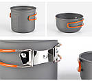 Набір туристичного посуду Cooking Set DS-101, помаранчеві ручки, фото 8