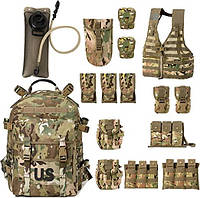 Набор: боевой жилет MT Military MOLLE 2, комплект с подсумками, тактический рюкзак и гидратор