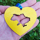 Український сувенір, брелок у формі серця карта України  8,5х7,5 см, фото 2