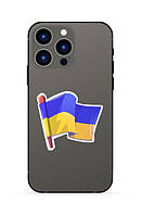 Патриотическая наклейка на телефон / чехол "Флаг Украины. Флагшток" (ЖБ) 7х6см