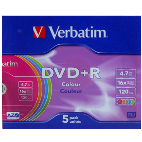 Диск Verbatim DVD+R AZO 4.7GB 16X COLOUR SURFACE (SC-5 шт)