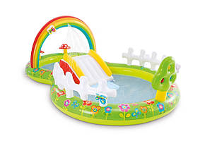 Дитячий надувний ігровий центр з басейном та гіркою Інтекс 57154 NP 290х180х104 см 450 л