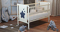 Ліжечко для новонароджених без ящика Дубок Зірка, з натурального дерева, від 0 до 5-6 років, слонова кістка
