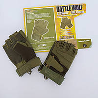 Спортивно-тактические перчатки "Battle Wolf" цвет зеленый