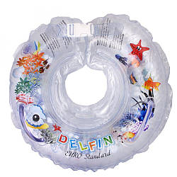 Дитячий надувне коло для купання на шию Delfin, для дитини від 0-36 місяців і 2-22 кг., 8х10 см, білий