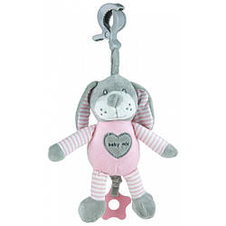 Плюшева музична іграшка-підвіска Собачка Baby Mix, дитині з народження, 30x12 см., рожевий