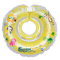 Круг надувной на шею для купания новорожденных SwimBee от 0-36 месяцев и 2-22 кг., 8х10 см., желтый