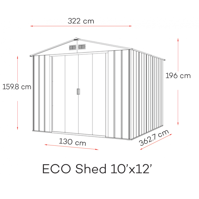 Сарай металлический Eco зеленый с белым 362,7х322х196 см (DURAMAX TM) - фото 8 - id-p1636040762