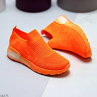 Яркие оранжевые неоновые легкие текстильные женские вело кроссовки