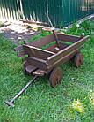 Декоративний, дерев'яний темно-коричневий візок ручної роботи для саду та подвір'я, 80х50 см, фото 4