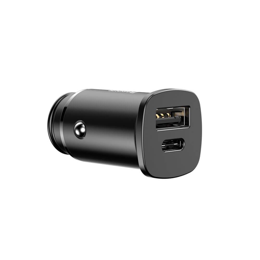 Автомобільний зарядний пристрій Baseus Dual USB & USB-C QC 3.0 30 Вт Black (CCALL-AS01), фото 1