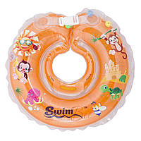 Круг надувной на шею для купания младенца SwimBee, ребенку от 0-36 месяцев и 2-22 кг., 8х10 см., оранжевый