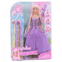 Детская игрушечная кукла типа Барби Defa Lucy с косичками в красивом платье и аксессуарами 32 см., фиолетовая