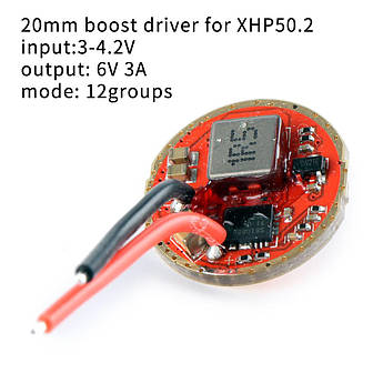 20 мм Драйвер LED 12 груп 3.0 А XHP50.2 XHP70.2 3-4.2В термоконтроль FX50