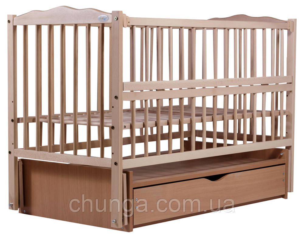 Кровать Babyroom Веселка маятник, ящик, откидной бок DVMYO-3 бук светлый (натуральный)