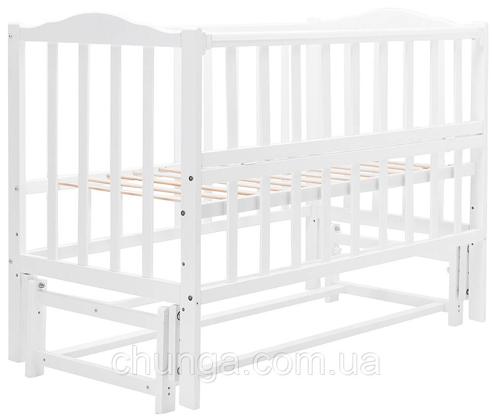 Кровать Babyroom Зайчонок ZL201 маятник продольного качания, откидной бок белая