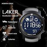 Водонепроникний спортивний годинник із пульсометром із каучуковим ремінцем із підсвіткою, секундоміром, будильником, фото 6