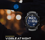 Водонепроникний спортивний годинник із пульсометром із каучуковим ремінцем із підсвіткою, секундоміром, будильником, фото 4