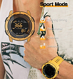 Військово-спортивний наручний чоловічий годинник із каучуковим ремінцем із підсвіткою з лічильником калорій,таймером, фото 6