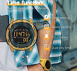 Військово-спортивний наручний чоловічий годинник із каучуковим ремінцем із підсвіткою з лічильником калорій,таймером, фото 4