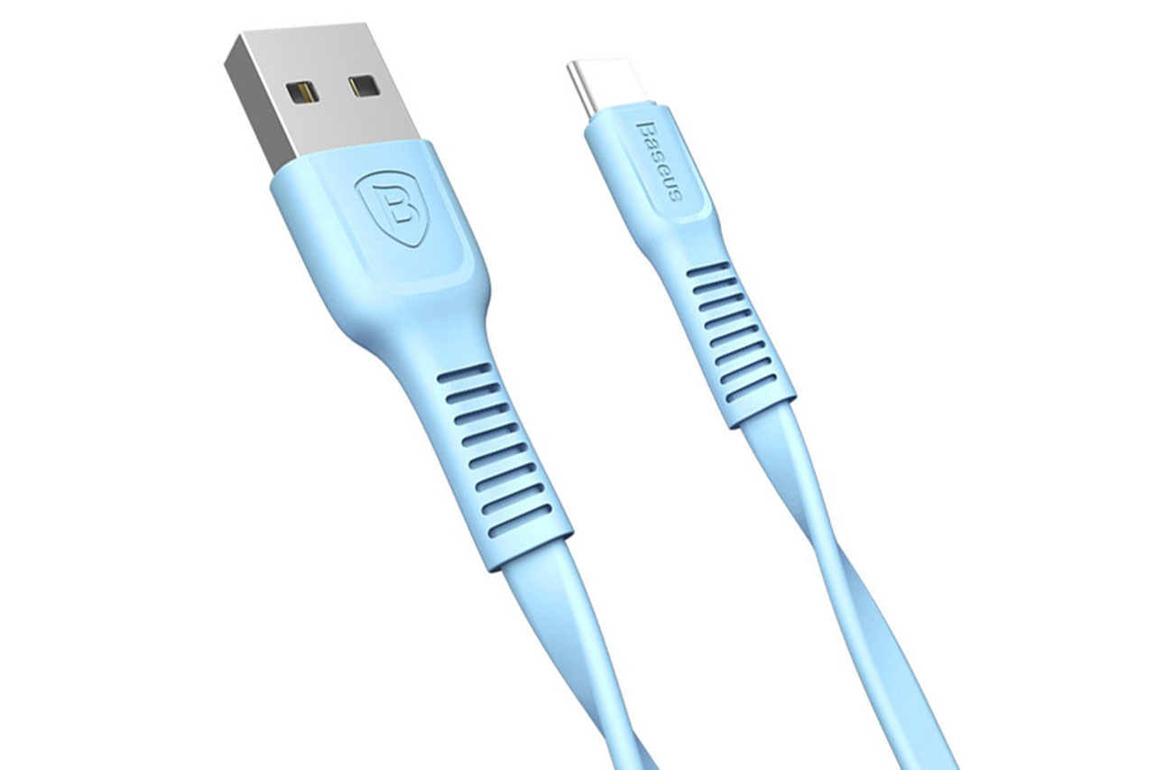 Кабель Baseus Tough Series USB A - USB C плоский 1 м Bright Blue (CATZY-03)