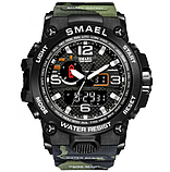 Чоловічий водонепроникний бюджетний наручний армійський і тактичний годинник smael з каучуковим ремінцем, фото 5