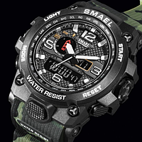 Чоловічий водонепроникний бюджетний наручний армійський і тактичний годинник smael з каучуковим ремінцем