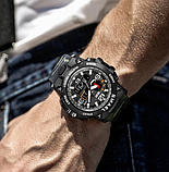 Чоловічий водонепроникний бюджетний наручний армійський і тактичний годинник smael з каучуковим ремінцем, фото 4