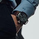 Годинники круглі військові та армійські зі шкіряним ремінцем, Тактичні бюджетні чоловічі годинники, фото 3