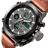 Годинники круглі військові та армійські зі шкіряним ремінцем, Тактичні бюджетні чоловічі годинники, фото 4