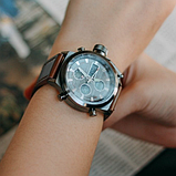 Спортивний водонепроникний електронно-стріляльний кварцовий годинник зі шкіряним ремінцем, фото 8