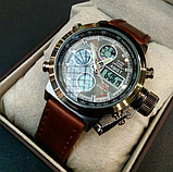 Спортивний водонепроникний електронно-стріляльний кварцовий годинник зі шкіряним ремінцем, фото 7