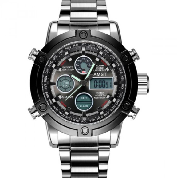 Кращий красивий армійський і тактичний годинник AMST з металевим браслетом, фото 1