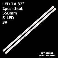 LED подсветка TV 32"LED подсветка TV 32" Hisense JHD315V1H-LB+20119050801+APT-HXLB19062 HZ32E3A 558mm 2pcs