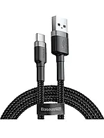 Кабель Baseus Cafule USB to USB Type-C 1 м gray/black (CATKLF-EG1)