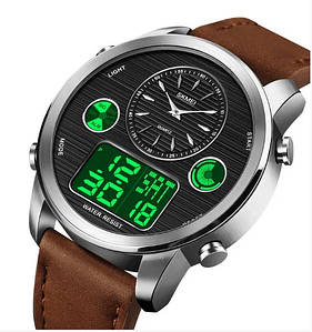 Чоловічий спортивний годинник Skmei 1653, коричневий зі сріблястим