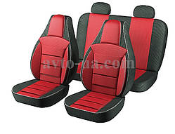 Авточохли PILOT ВАЗ 2108-99/2115 тканина чорно-червона