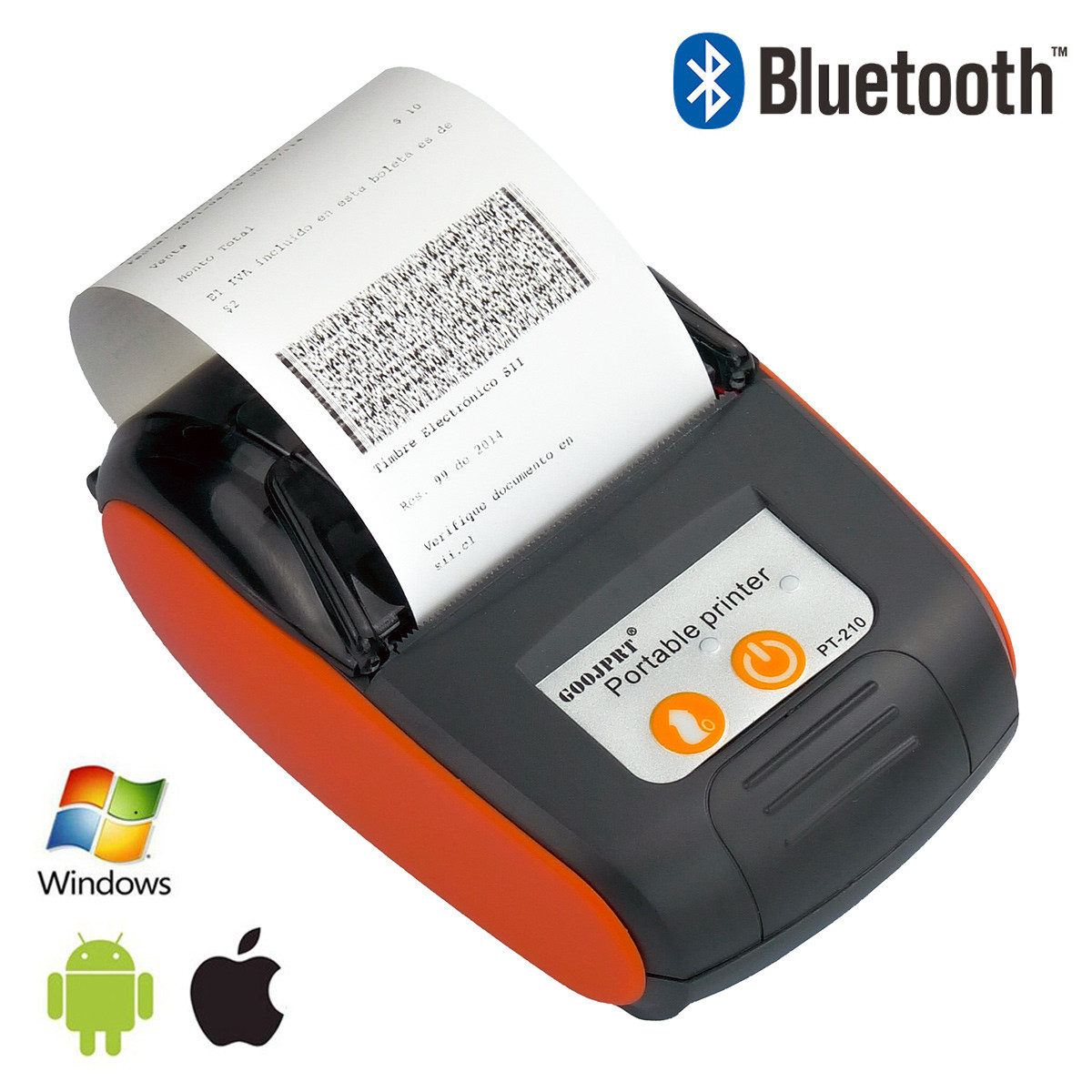 Портативный чековый принтер GOOJPRT PT-210 Bluetooth USB Type-C, мобильный термопринтер 58 мм Android iOS