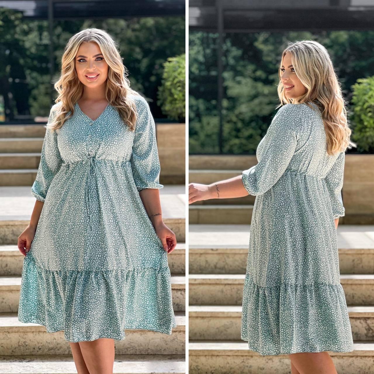 Романтичне Літнє плаття в ретро стилі з шнурочком по талії, норма і батал великі розміри, фото 1