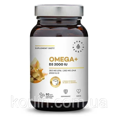 Рыбий Жир Омега 3 + Витамин Д3 60 кап Aura Herbals Omega 3 + Vitamin D3 ...