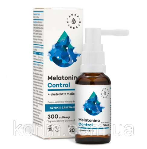 Екстракт меліси Лимонний + Мелатонін Біодобавка Для Сна 30 мл Melatonin Control Aura Herbals Доставка з ЄС