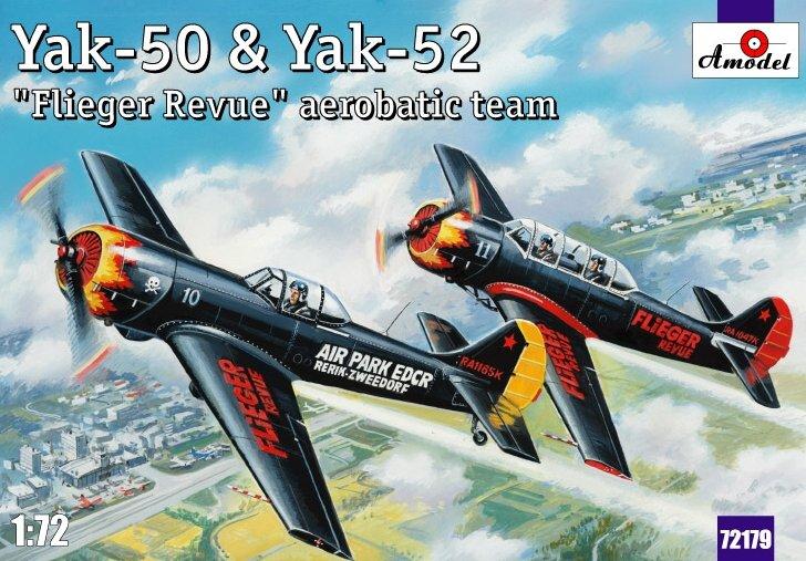 Пластикова модель 1/72 A-model 72179 Yak-50 &Yak-52 "Flieger Revue" акробатична група 2 моделі в наборі, фото 1