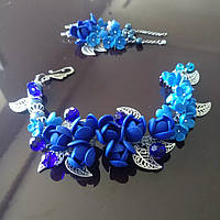 Синьо блакитний браслет і сережки