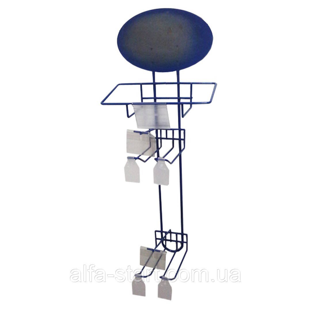 Настінний дисплей стенд з гачками для товару і місцем для реклами