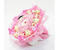 Букет из игрушек Мишки 7 с рафаэлло свадьба розовый 5309IT, Land of Toys